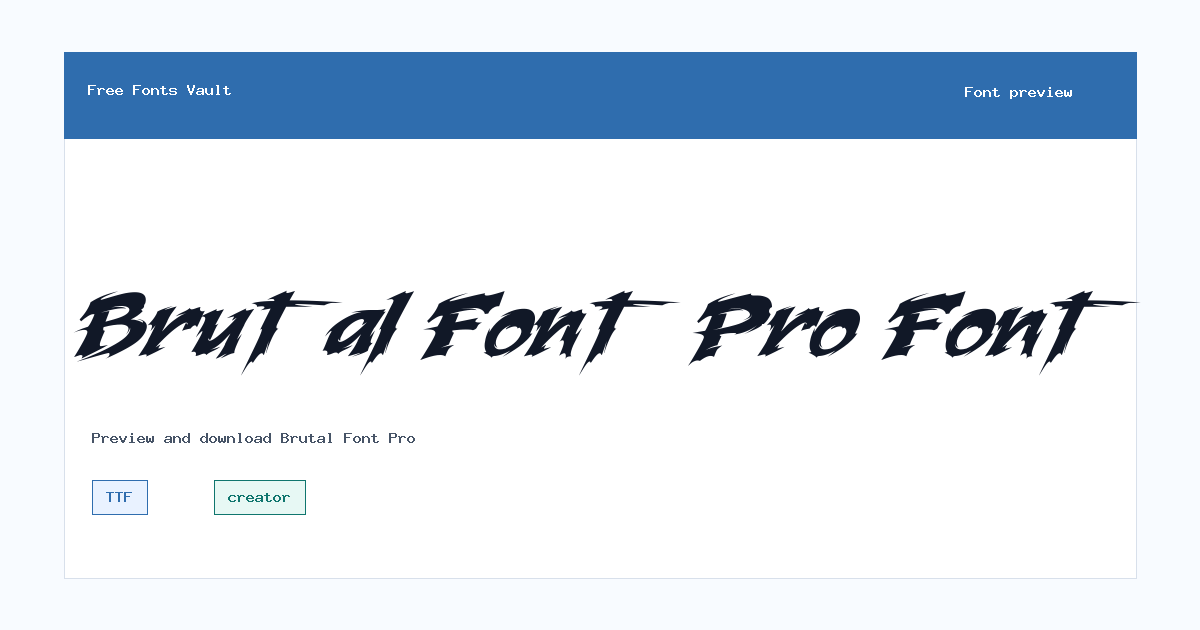 Brutal Font Pro font preview showing the family name