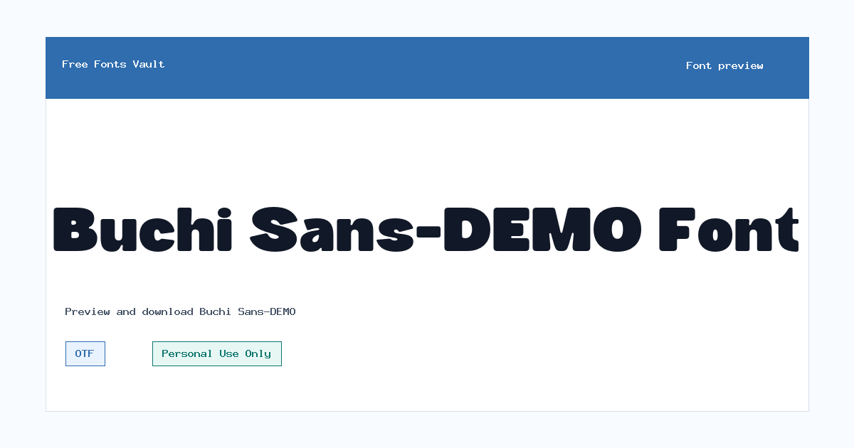Buchi Sans-DEMO font preview showing the family name