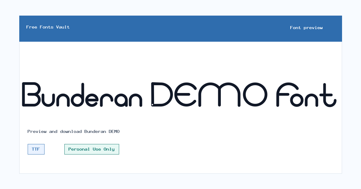 Bunderan DEMO font preview showing the family name
