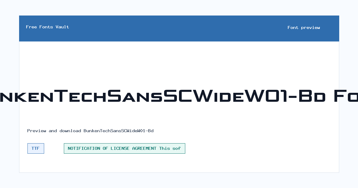 BunkenTechSansSCWideW01-Bd font preview showing the family name