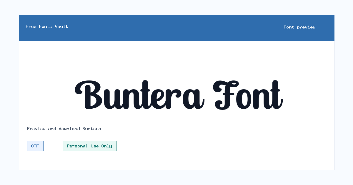 Buntera font preview showing the family name
