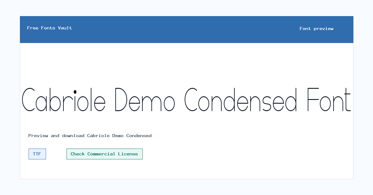 Cabriole Demo Condensed font preview showing the family name