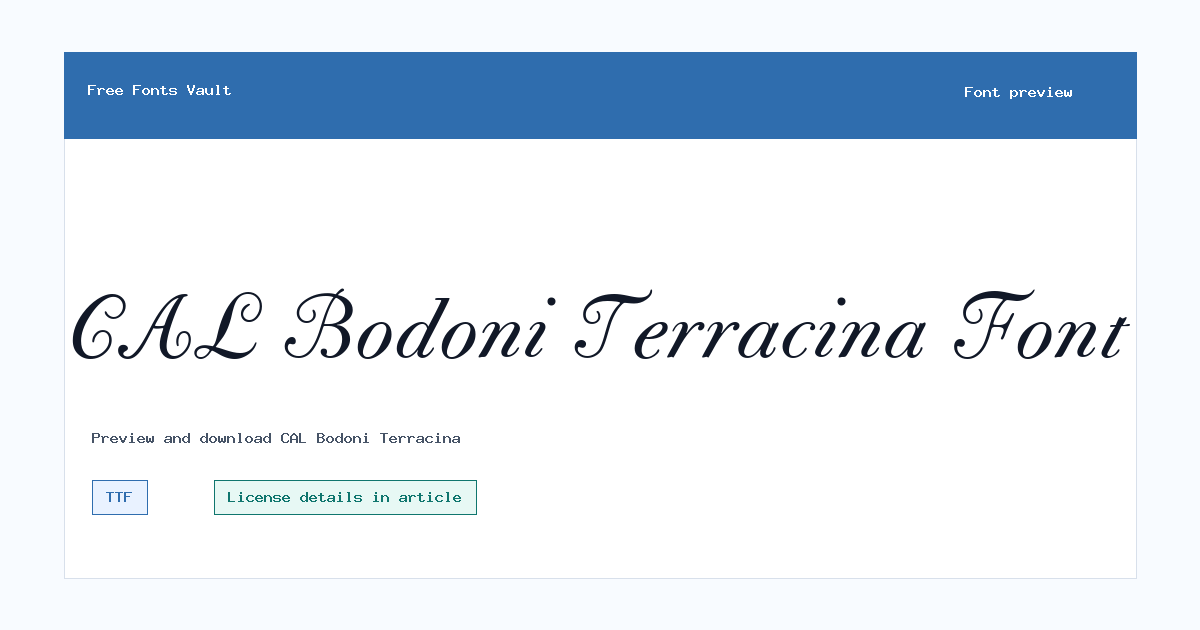 CAL Bodoni Terracina font preview showing the family name
