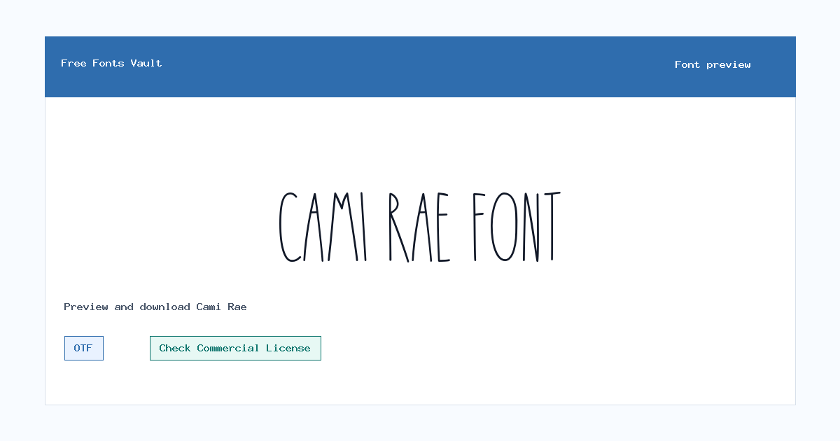 Cami Rae font preview showing the family name