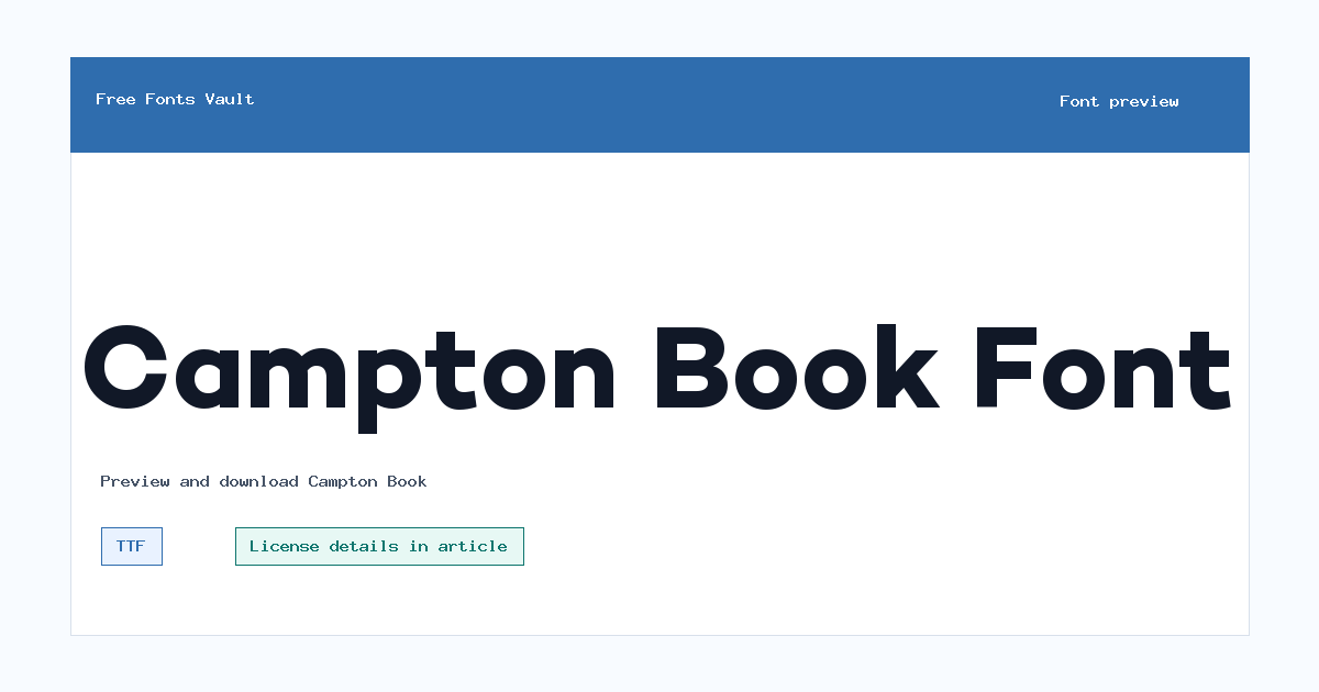 Campton Book font preview showing the family name