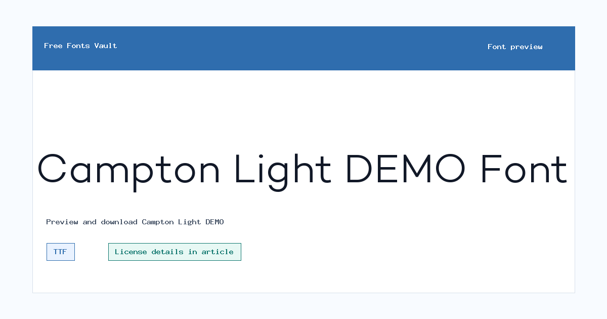 Campton Light DEMO font preview showing the family name