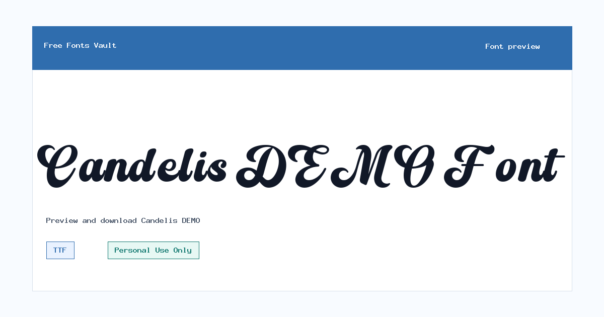 Candelis DEMO font preview showing the family name