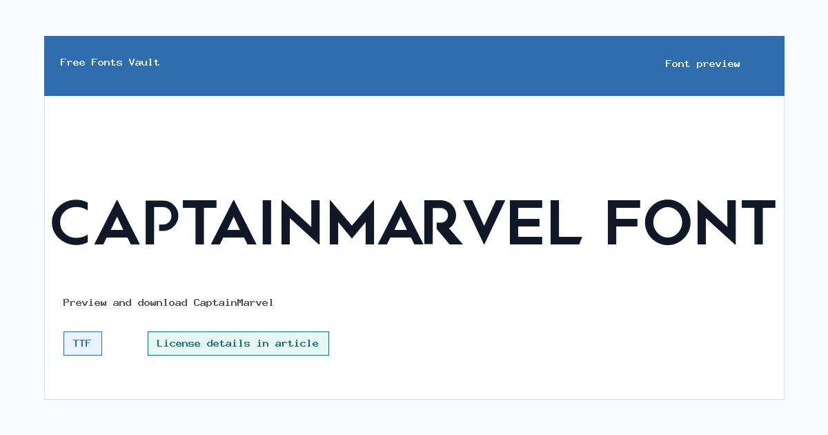 CaptainMarvel font preview showing the family name