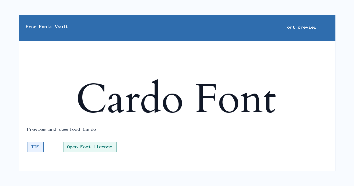 Cardo font preview showing the family name