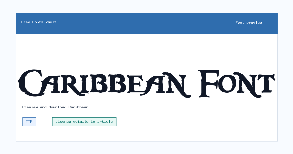 Caribbean font preview showing the family name
