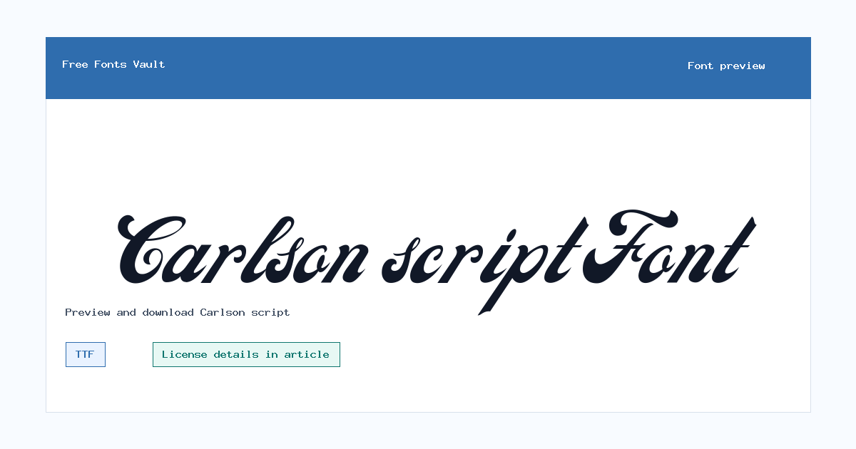 Carlson script font preview showing the family name