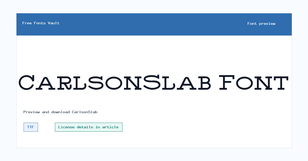 CarlsonSlab font preview showing the family name