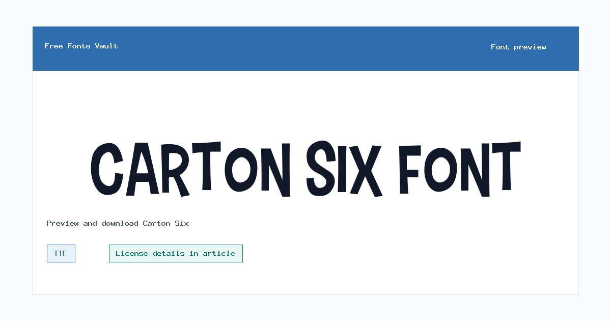 Carton Six font preview showing the family name