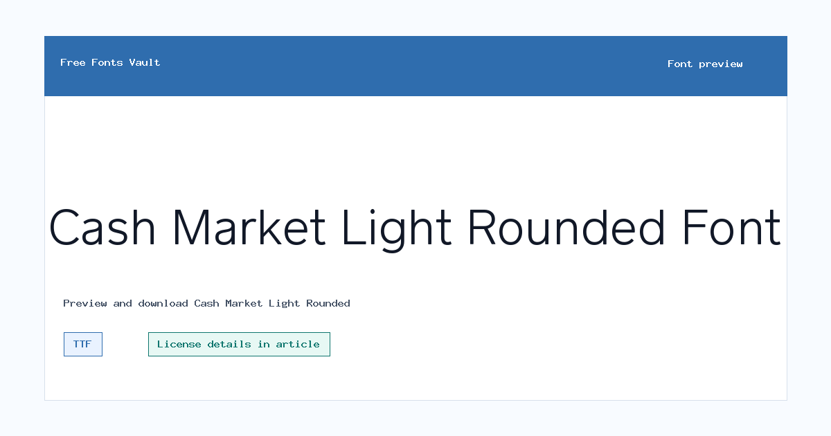 Cash Market Light Rounded font preview showing the family name