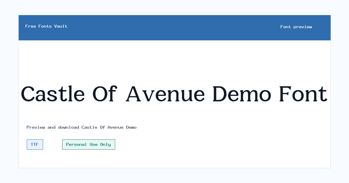 Castle Of Avenue Demo font preview showing the family name