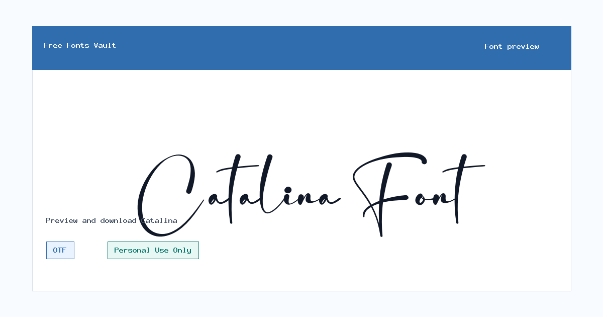 Catalina font preview showing the family name