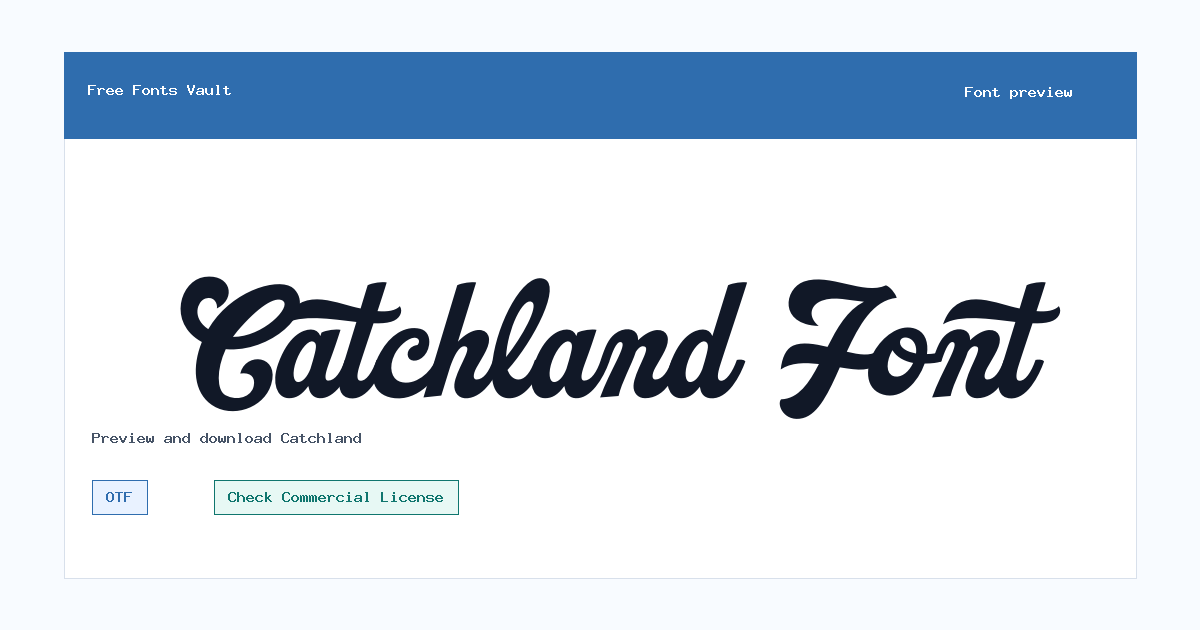 Catchland font preview showing the family name