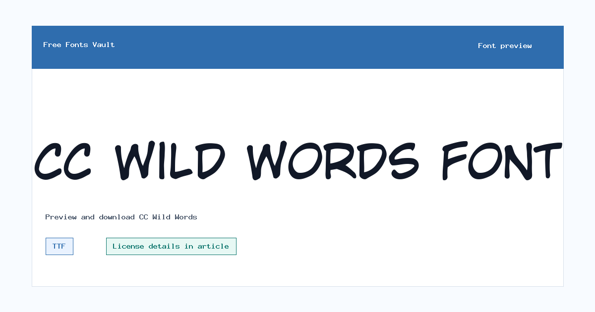 CC Wild Words font preview showing the family name