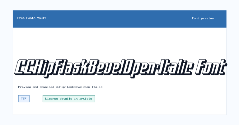 CCHipFlaskBevelOpen-Italic font preview