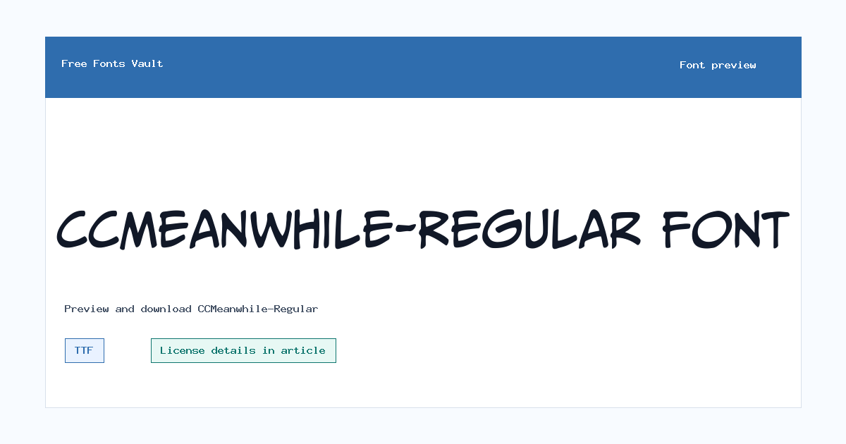 CCMeanwhile-Regular font preview showing the family name