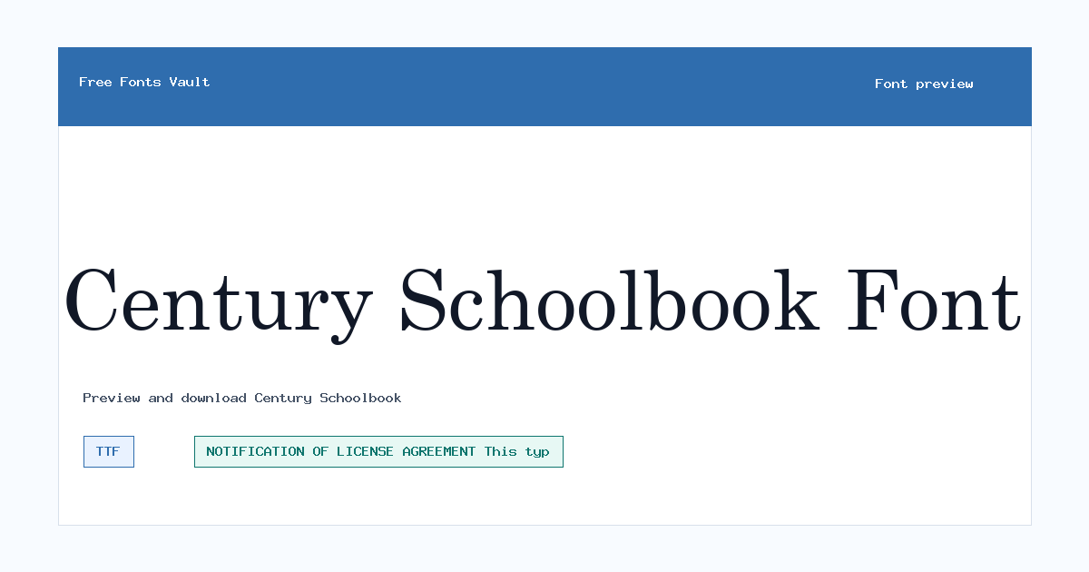Century Schoolbook font preview showing the family name
