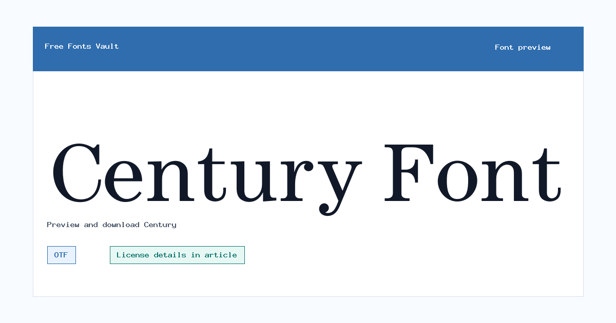 Century font preview showing the family name