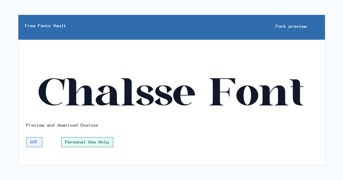 Chalsse font preview showing the family name