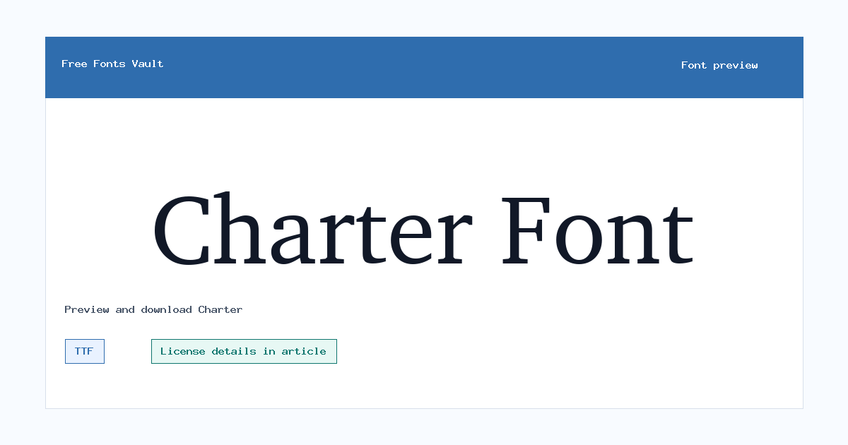Charter font preview showing the family name