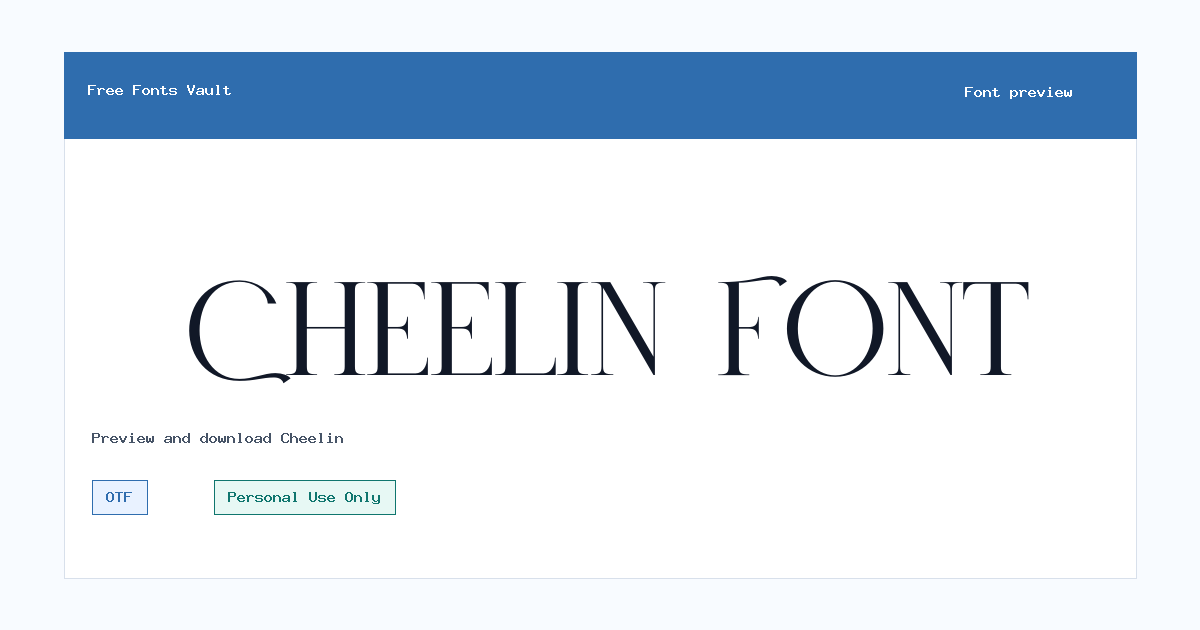 Cheelin font preview showing the family name