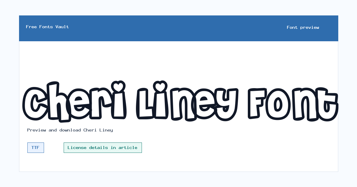Cheri Liney font preview showing the family name