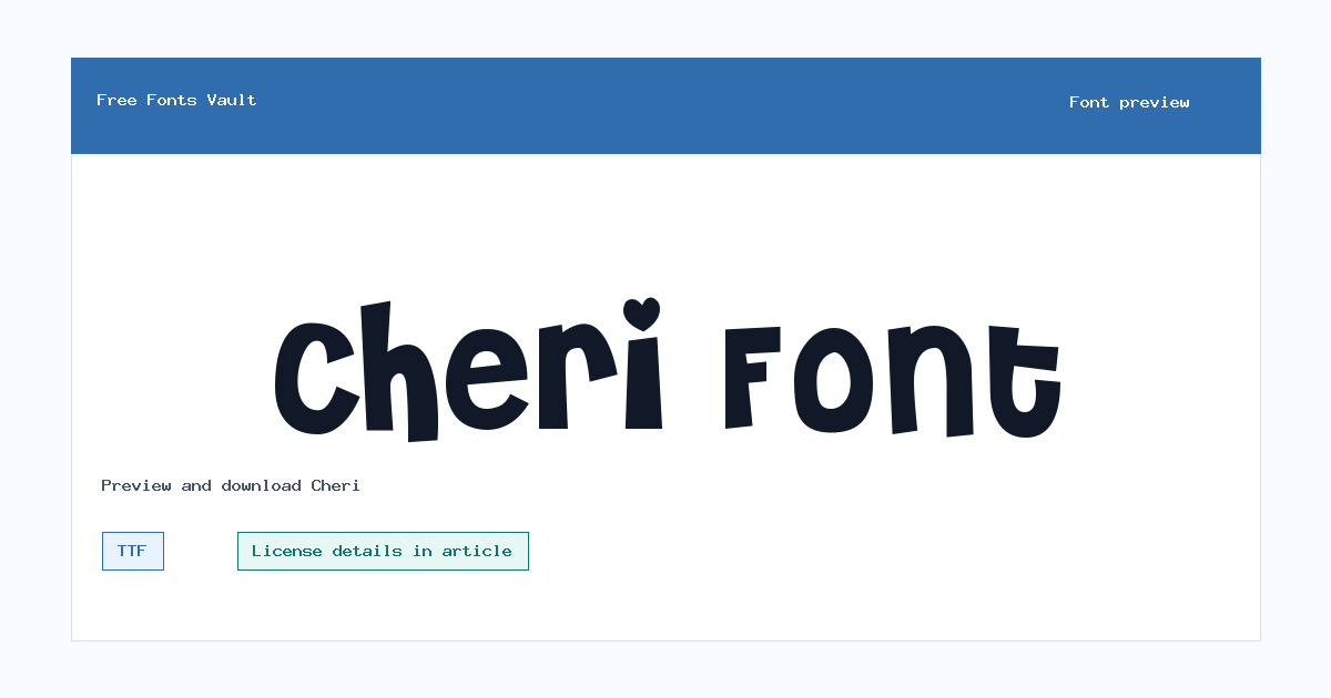 Cheri font preview showing the family name