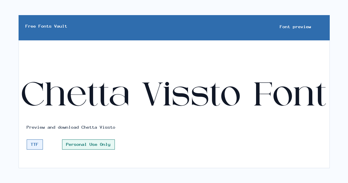 Chetta Vissto font preview showing the family name