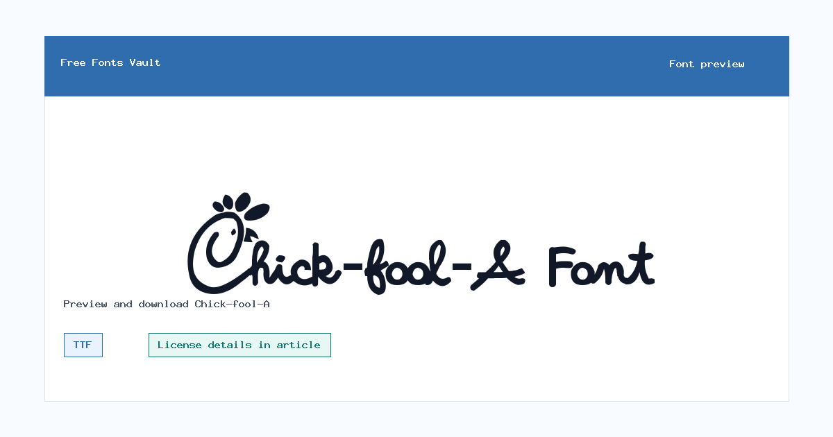 Chick-fool-A font preview showing the family name