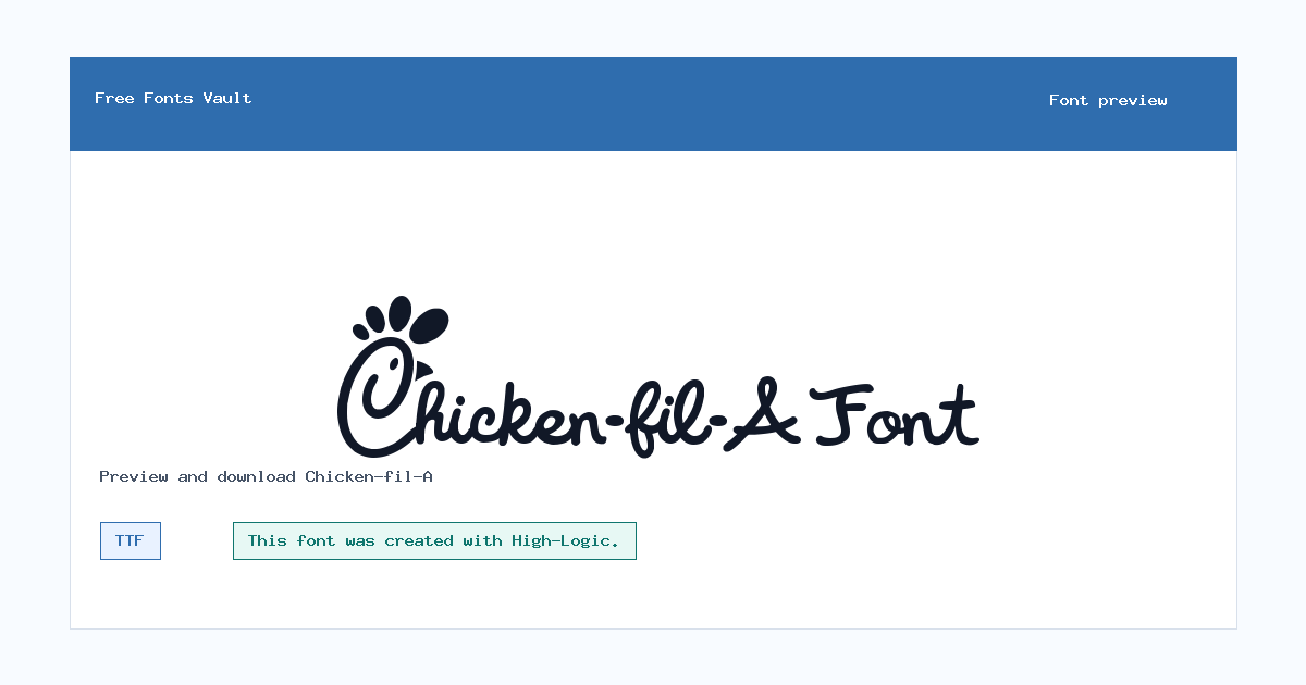 Chicken-fil-A font preview showing the family name