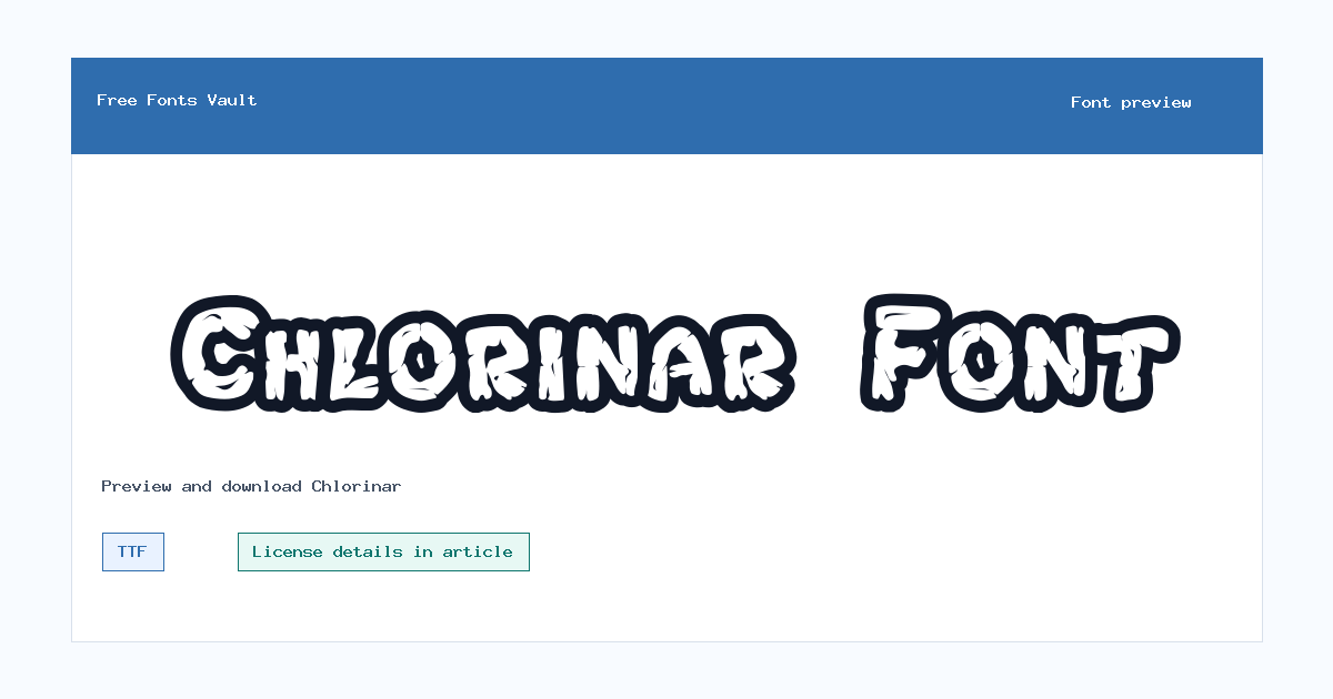 Chlorinar font preview showing the family name