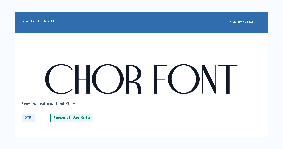 Chor font preview showing the family name