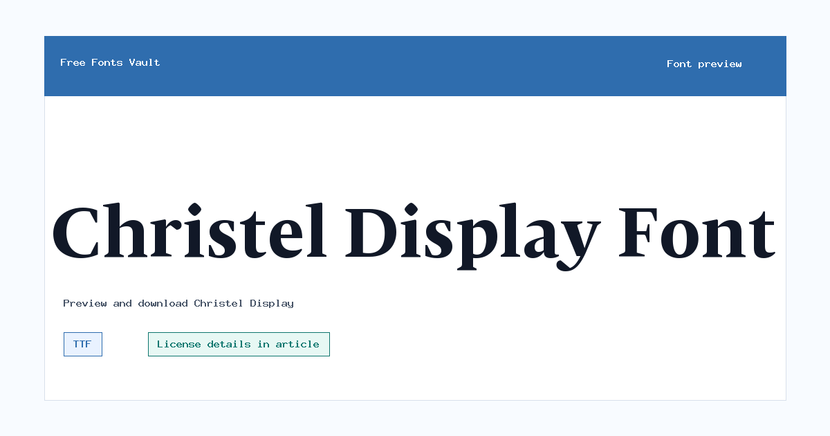 Christel Display font preview showing the family name