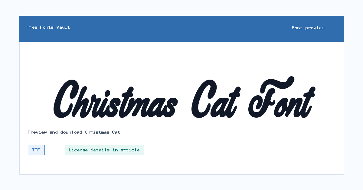 Christmas Cat font preview showing the family name