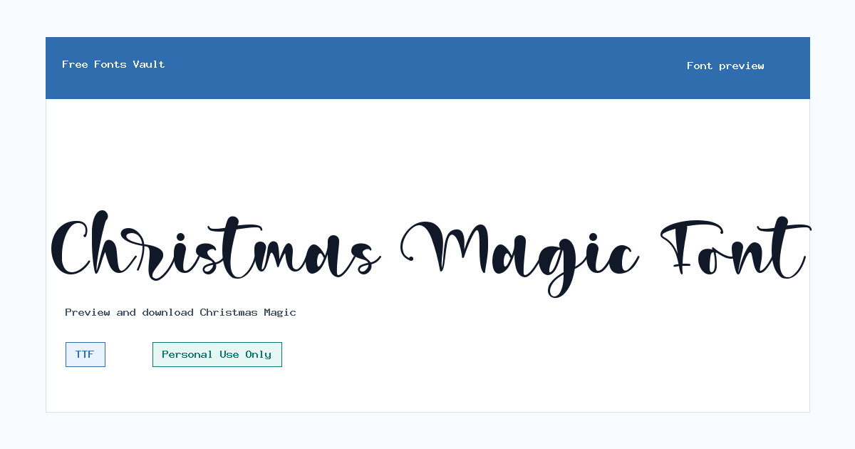 Christmas Magic font preview showing the family name
