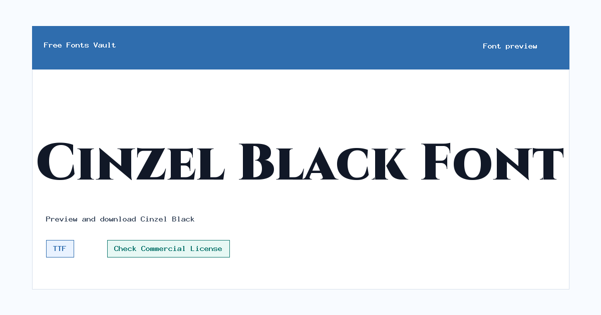 Cinzel Black font preview showing the family name