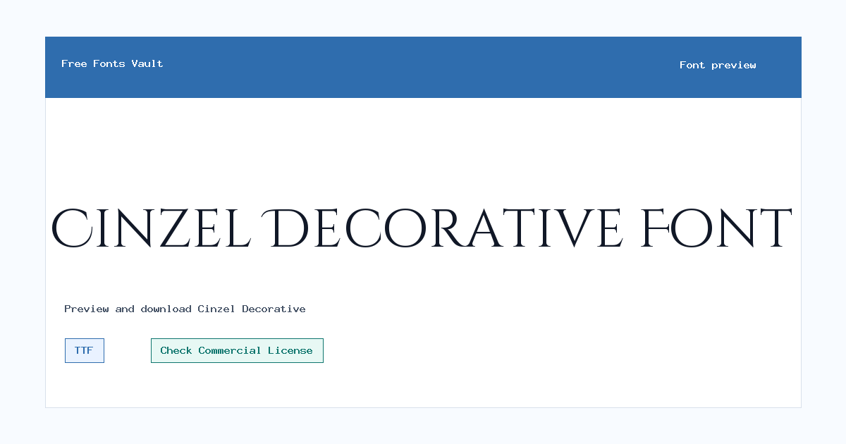 Cinzel Decorative font preview showing the family name