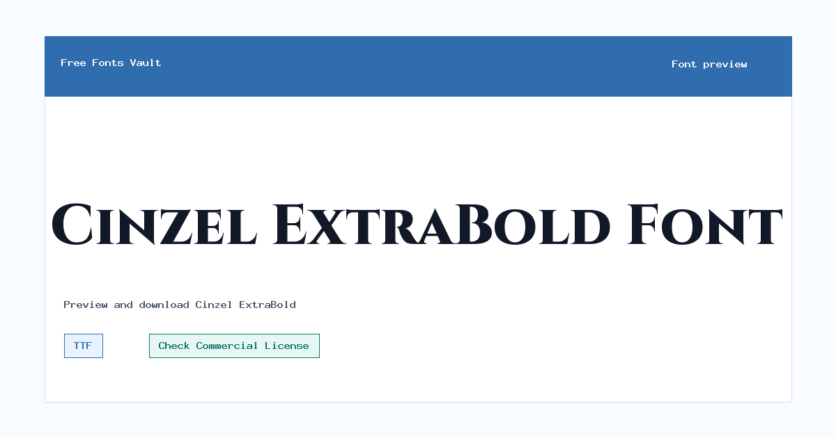 Cinzel ExtraBold font preview showing the family name