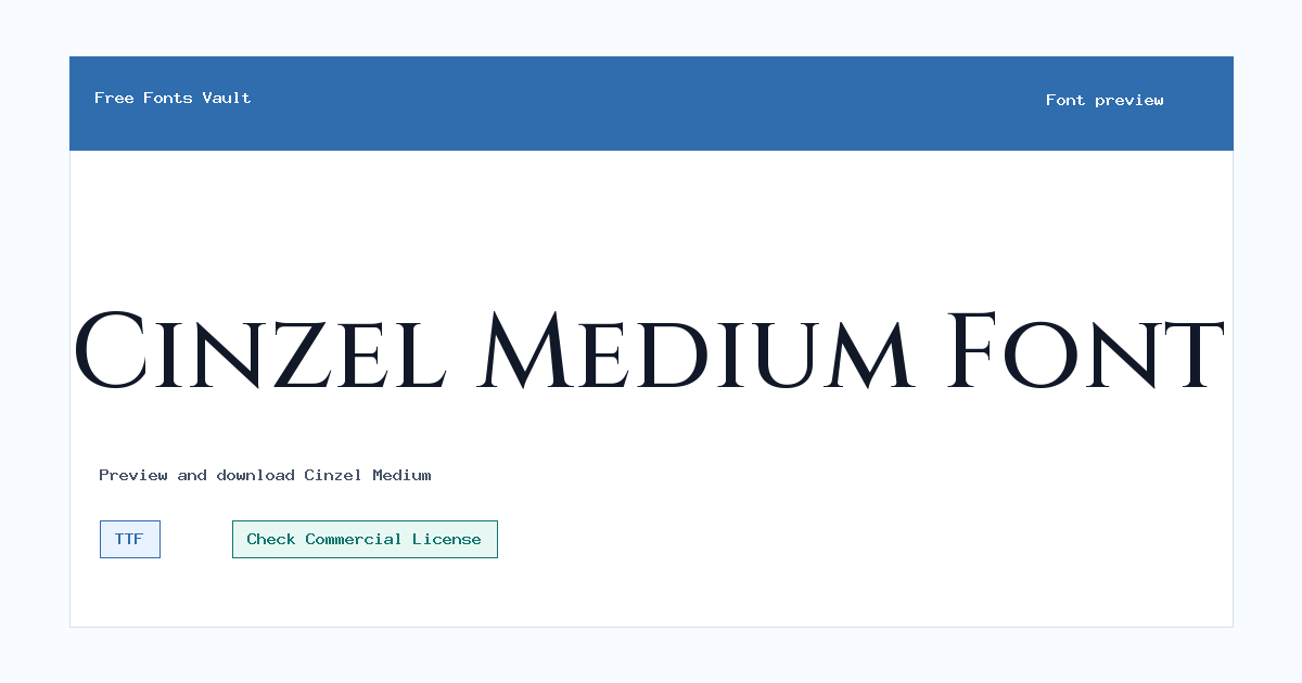 Cinzel Medium font preview showing the family name