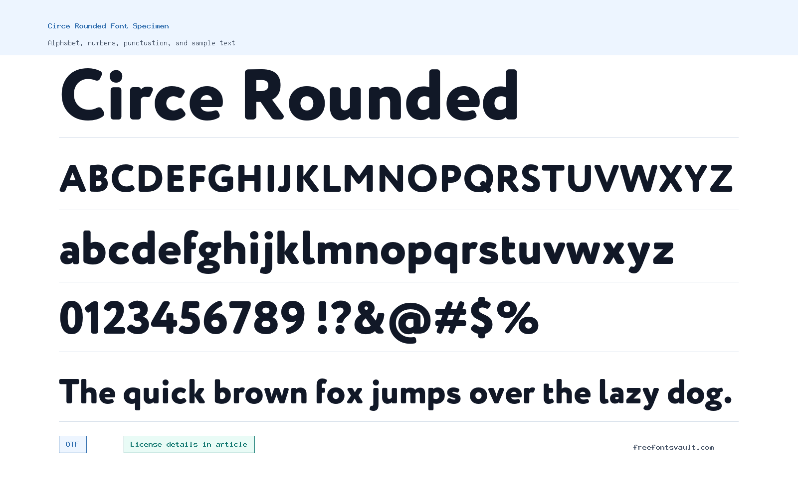 Circe Rounded font specimen showing alphabet, numbers, and sample text