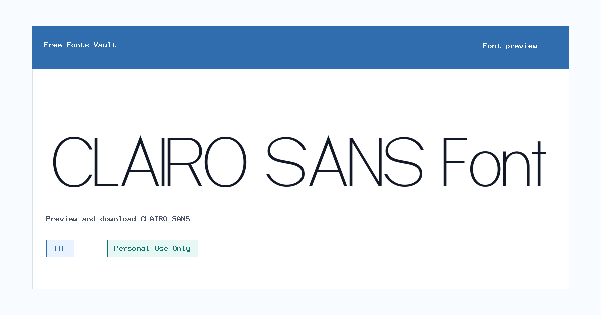 CLAIRO SANS font preview showing the family name