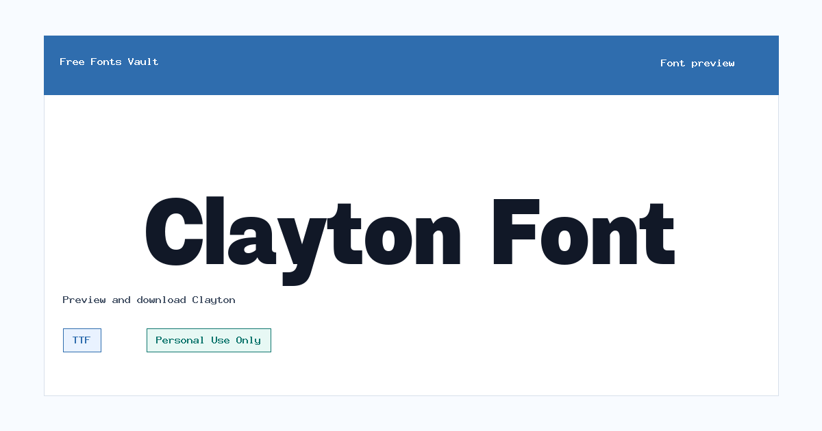 Clayton font preview showing the family name