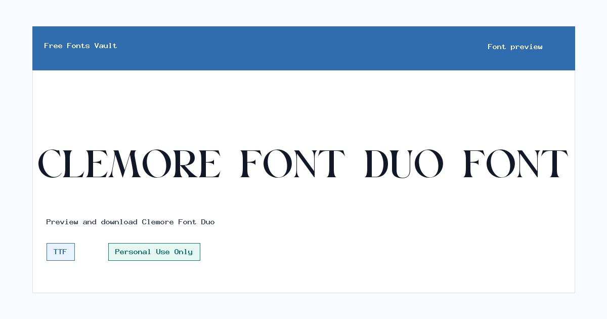 Clemore Font Duo font preview showing the family name