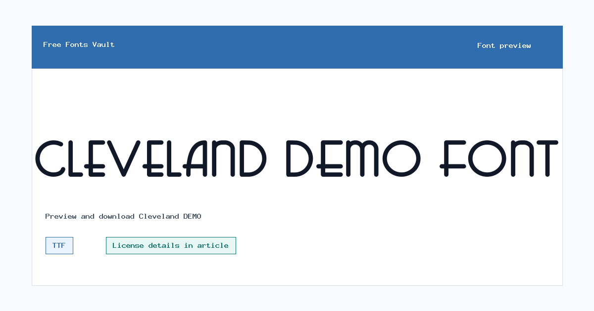 Cleveland DEMO font preview showing the family name