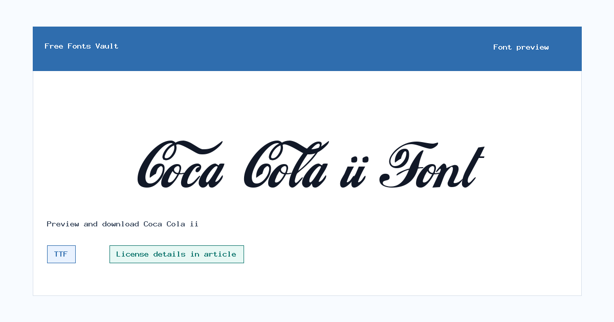Coca Cola ii font preview showing the family name