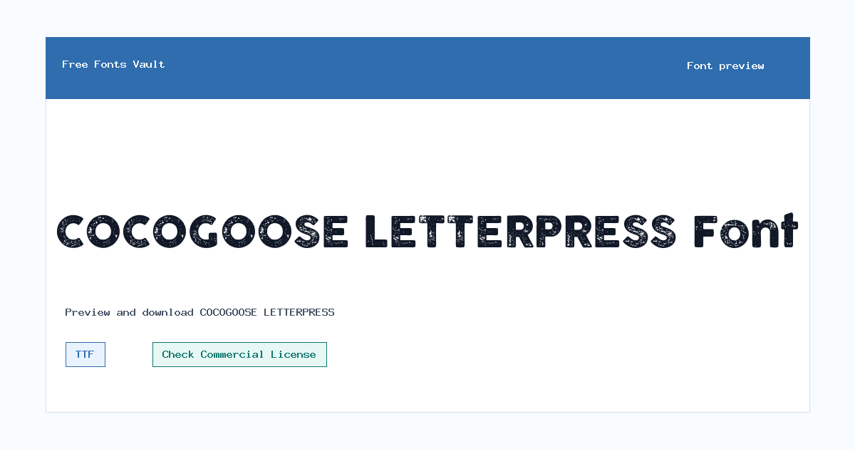COCOGOOSE LETTERPRESS font preview showing the family name
